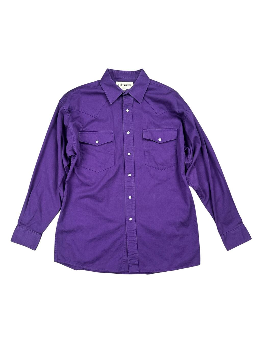 Cody James Twill Heavyweight Western Pearl Snap Shirt Purple — Medium